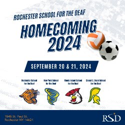 Flyer in blue and white with school logos and soccer and volleyballs. Text as in post.
